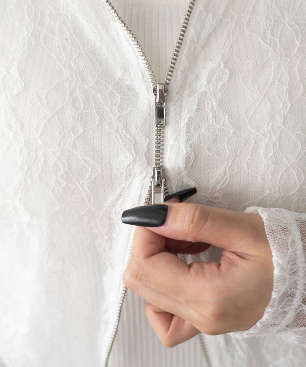 WEGO レースダブルジップパーカー ホワイト