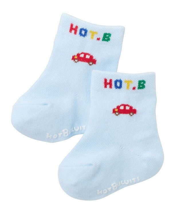 MIKI HOUSE HOT BISCUITS 【7-8cm】 ワンポイント ベビーソックス サックス