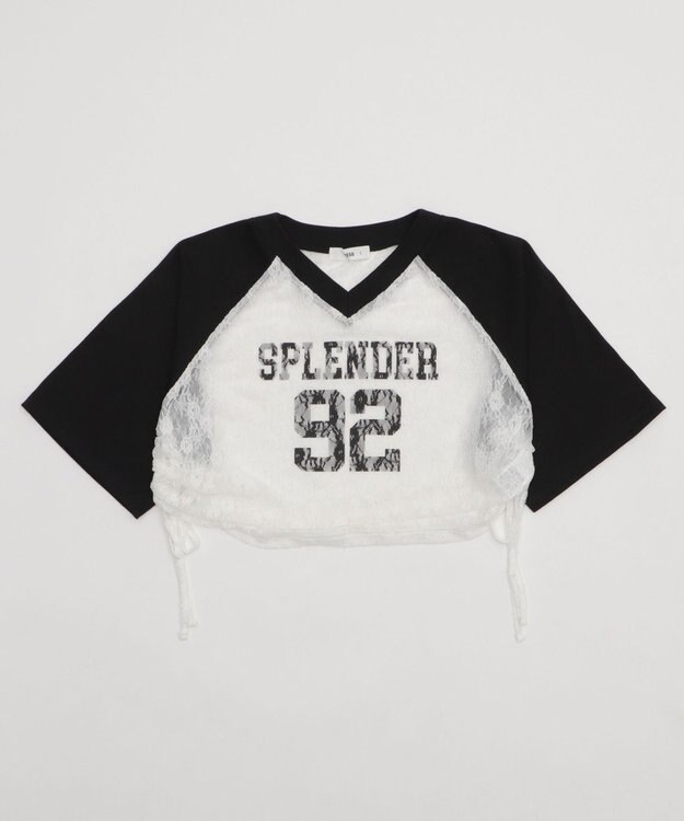 WEGO ラグランレースサイドドロストショートT ブラック