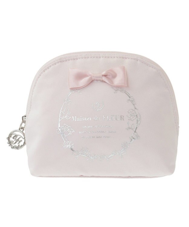 Maison de FLEUR サテンリボンラウンドポーチ Pink