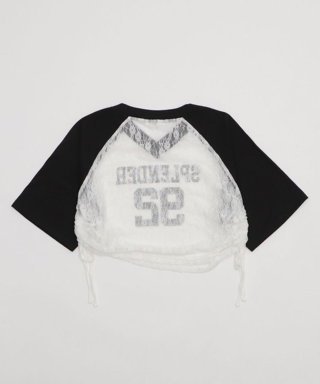 WEGO ラグランレースサイドドロストショートT ブラック