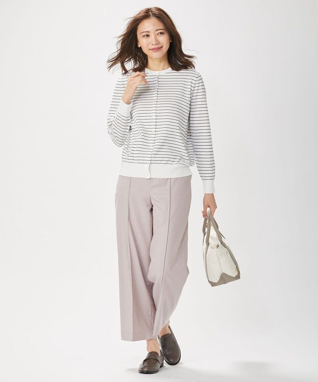 J.PRESS LADIES 【洗える】T/Rシャークスキン セミワイド パンツ ピンク系