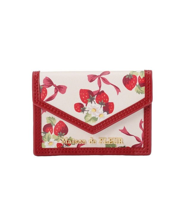 Maison de FLEUR いちご柄カードケース Red