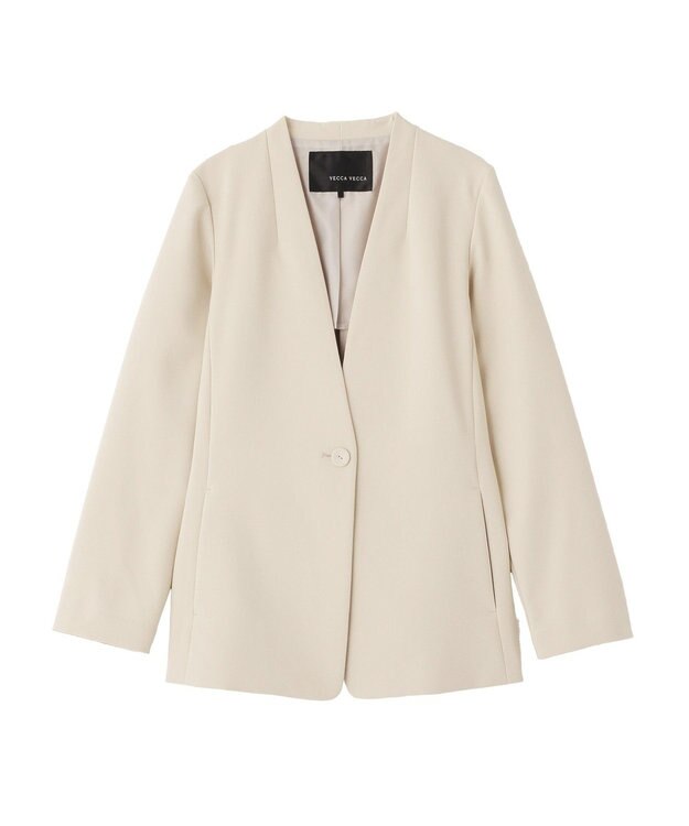 YECCA VECCA ストレッチノーカラージャケット Light Beige