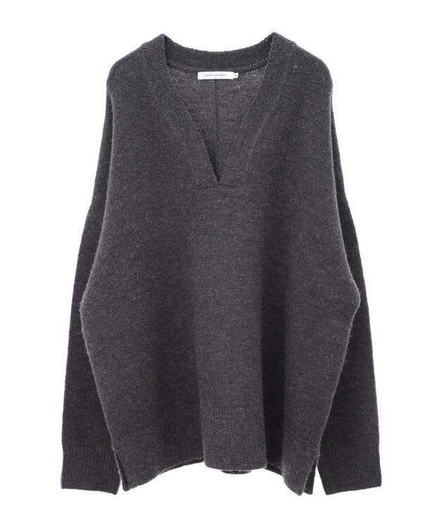 AMERICAN HOLIC カーブネックニットプルオーバー Charcoal Gray