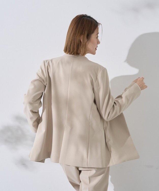 YECCA VECCA ストレッチノーカラージャケット Light Beige