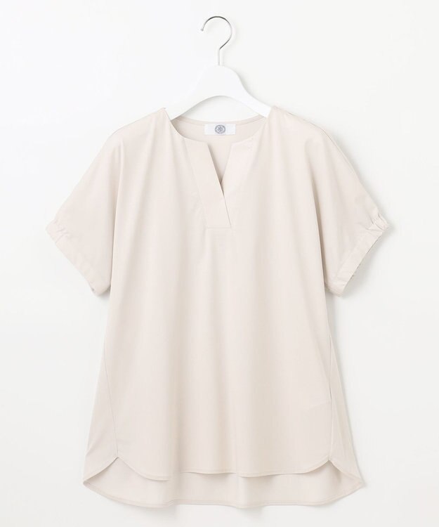 J.PRESS LADIES L 【接触冷感】プレーティングジャージー フレンチスリーブ カットソー グレージュ系