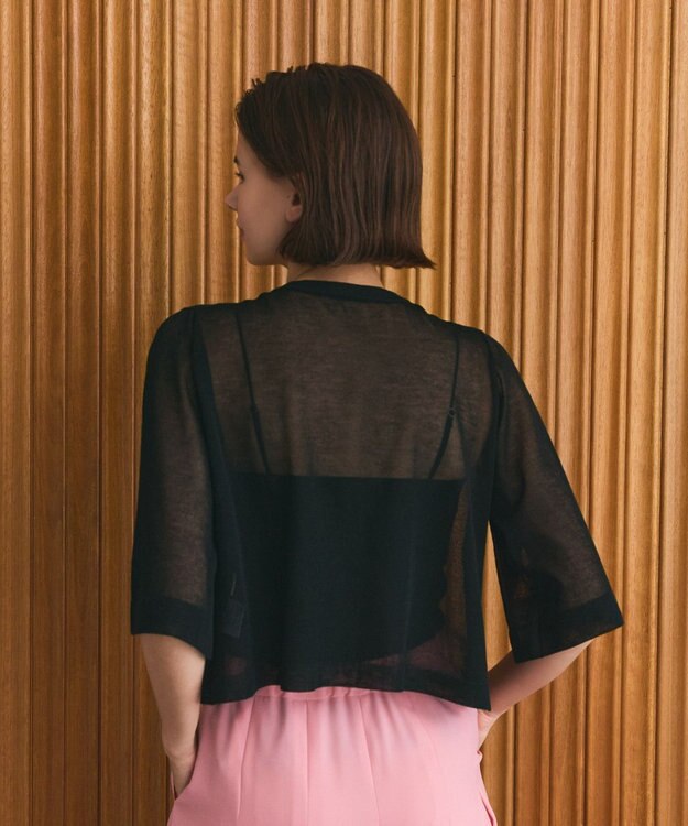 GRACE CONTINENTAL ニットシアーケープカーディガン ブラック