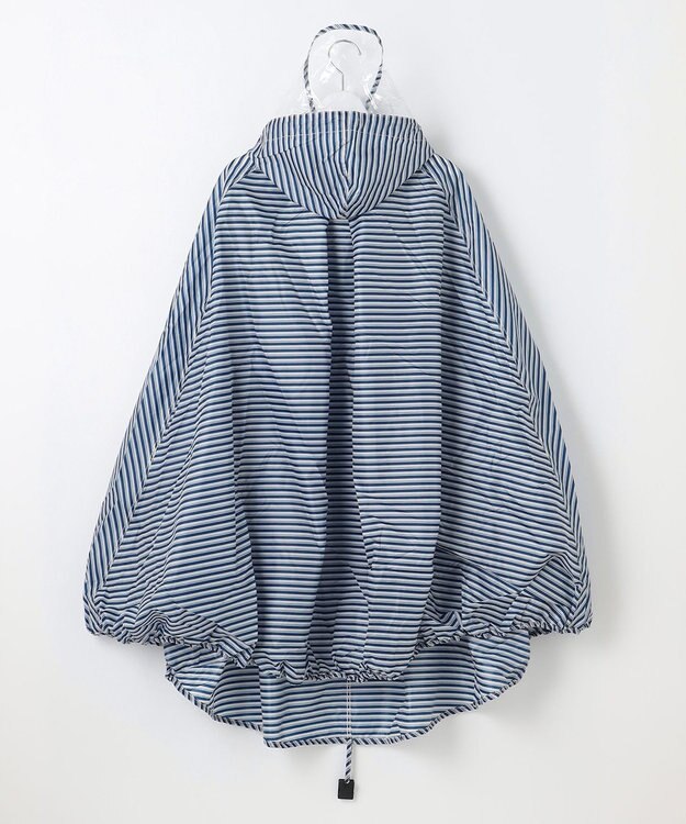 MOONBAT 【撥水】FLAT PURE サイクル レインポンチョ ボーダー 自転車 収納袋付き ネイビーブルー