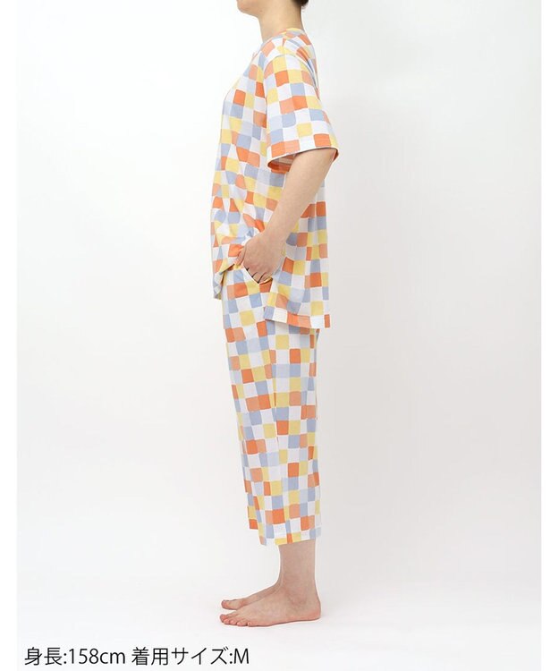 ワコール／睡眠科学 パジャマ 綿100%(本体) 天竺素材 5分袖 半袖 7分丈 レディース YDT153 睡眠科学／ワコール オレンジ