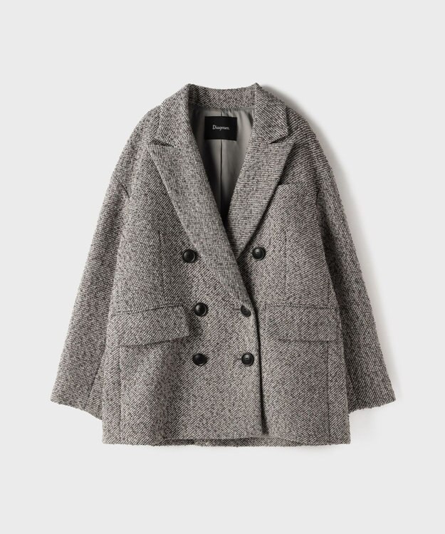 GRACE CONTINENTAL カルゼツイードダブルジャケット グレー