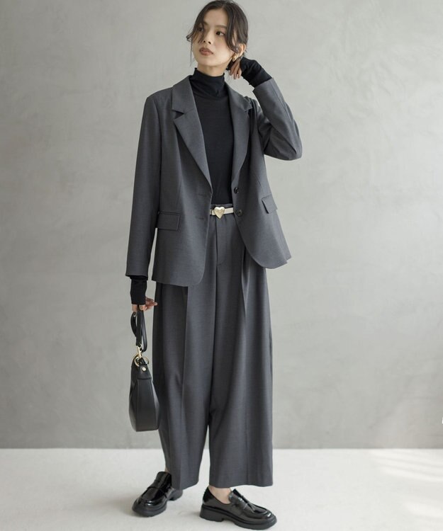 組曲 L 【加藤ローサさん着用】ハンサムツイルカーヴィーパンツ チャコールグレー系