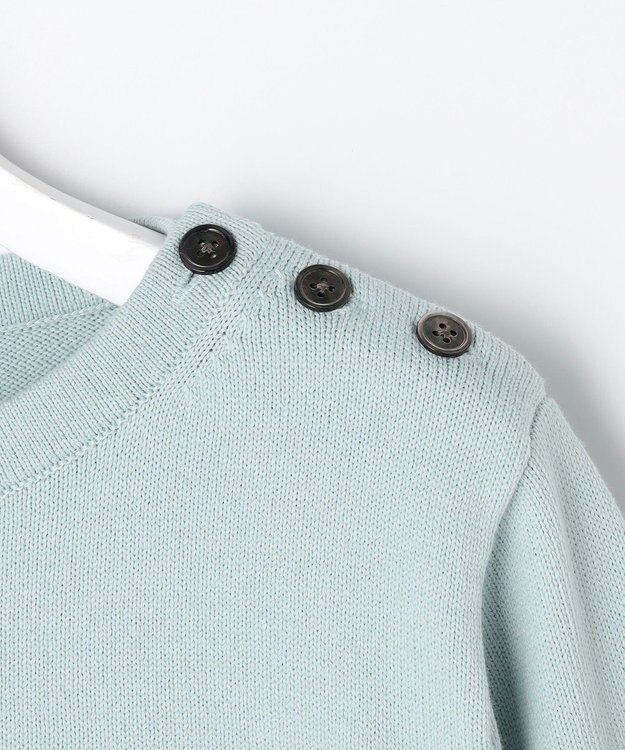 J.PRESS LADIES S Cotton Polyester カラーボーダー ニット スモーキーミント×オフ系