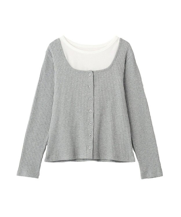 CRAFT STANDARD BOUTIQUE 2点セット / スクープネックカーディガン+タンクトップ Gray Mixture