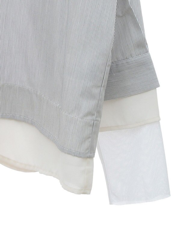 earth music&ecology シフォン×チュールレイヤードシャツ Stripe