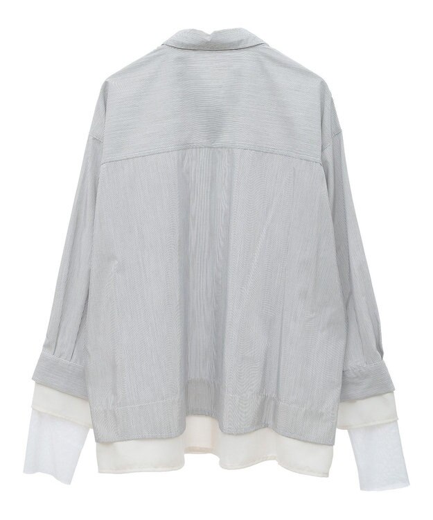 earth music&ecology シフォン×チュールレイヤードシャツ Stripe