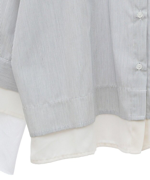 earth music&ecology シフォン×チュールレイヤードシャツ Stripe