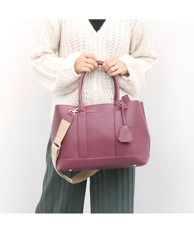 UNBILLION cachecache ショルダー付きパーテーション合成皮革トートL ワイン