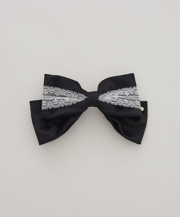 Maison de FLEUR ベロアレースリボンバレッタ Black