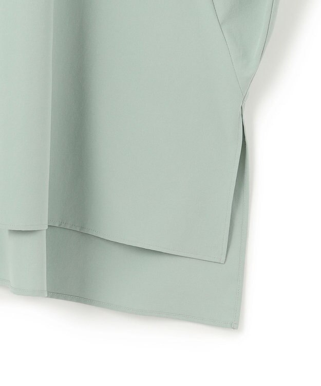 ICB 【洗える】ヴィンテージスパンブロード  バンドカラー長袖ブラウス オパールグレー系