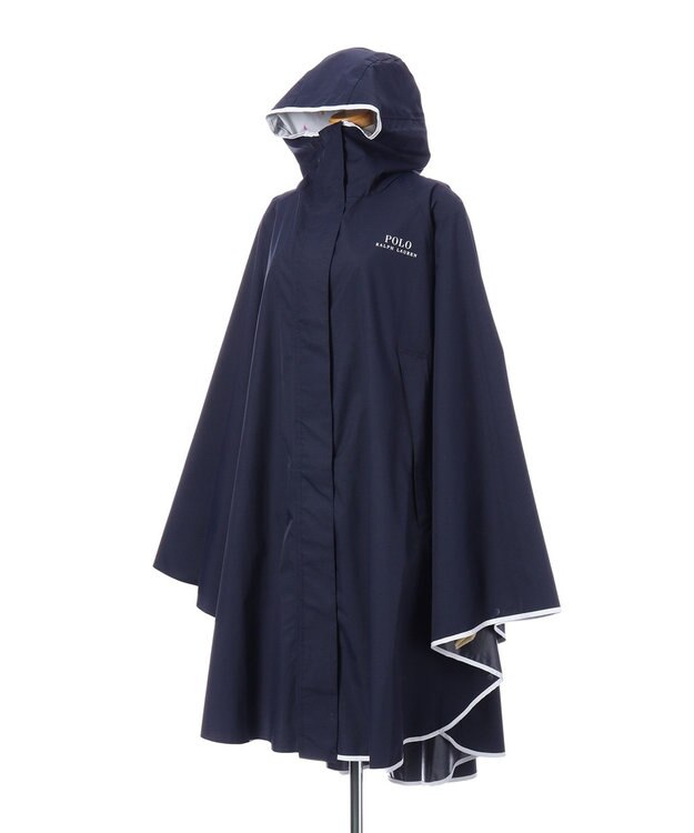 MOONBAT POLO RALPH LAURENRL パイピングレインポンチョ 無地 75デニール 収納袋付き ネイビーブルー