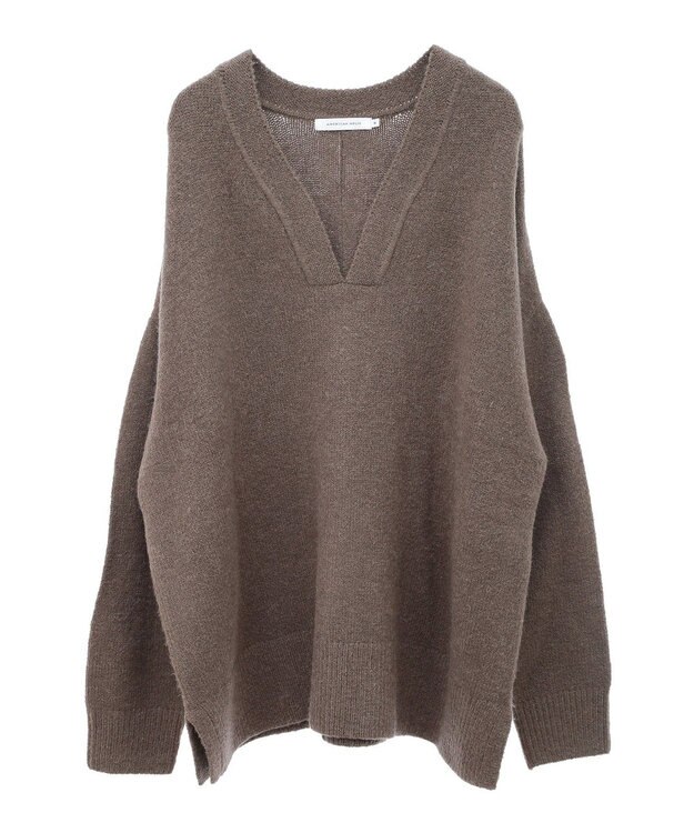 AMERICAN HOLIC カーブネックニットプルオーバー Mocha