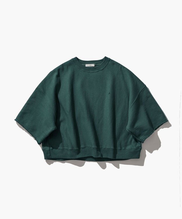 ATON NATURAL DYED URAKE | オーバーサイズハーフスリーブスウェット GREEN