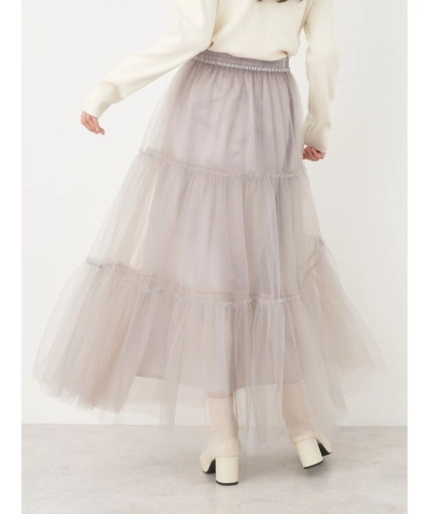 earth music&ecology マルチｗａｙチュールスカート Light Gray