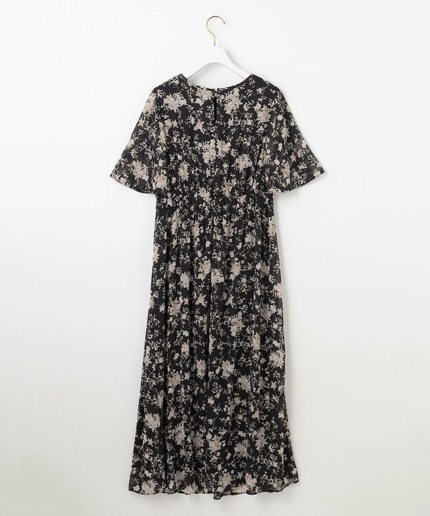 ANY SIS 【洗える】シアーパターン ワンピース ブラック花柄