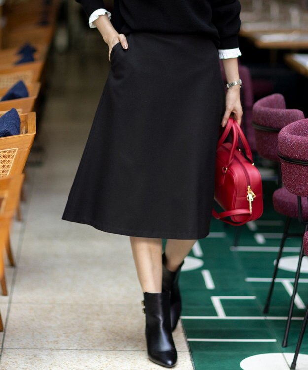 ANY SIS L ビューティサーモ2WAYストレッチ フレアスカート ブラック