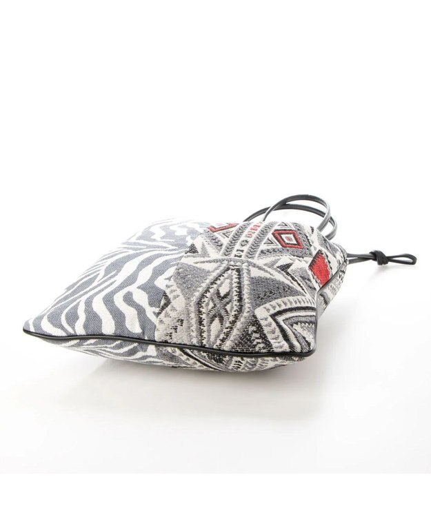 UNBILLION cachecache 柄パッチワーク巾着トートバッグ グレー