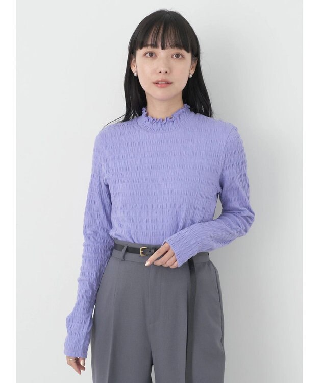 earth music&ecology シャーリングハイネックプルオーバー Lavender