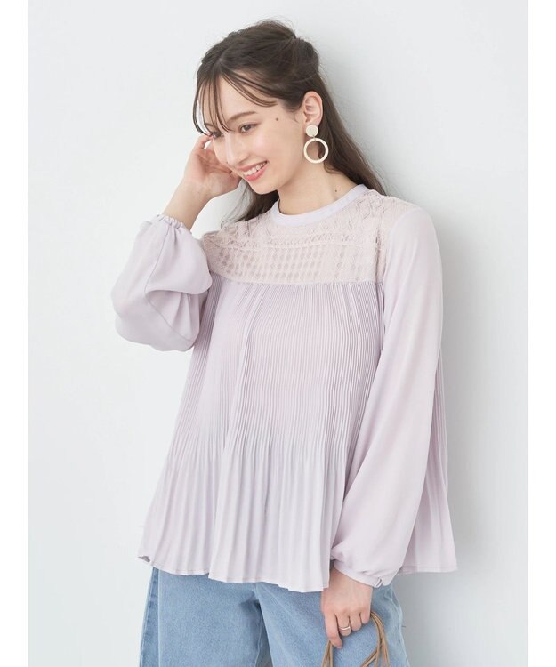 earth music&ecology レースプリーツブラウス Light Pink