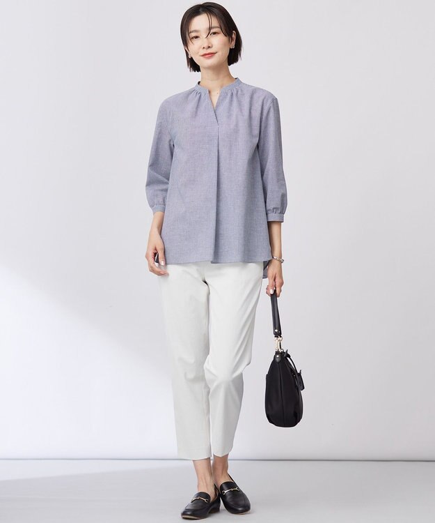 J.PRESS LADIES L 【洗える・接触冷感・UVケア・吸水速乾・防透け】麻シェルドライ テーパード パンツ ナチュラル系