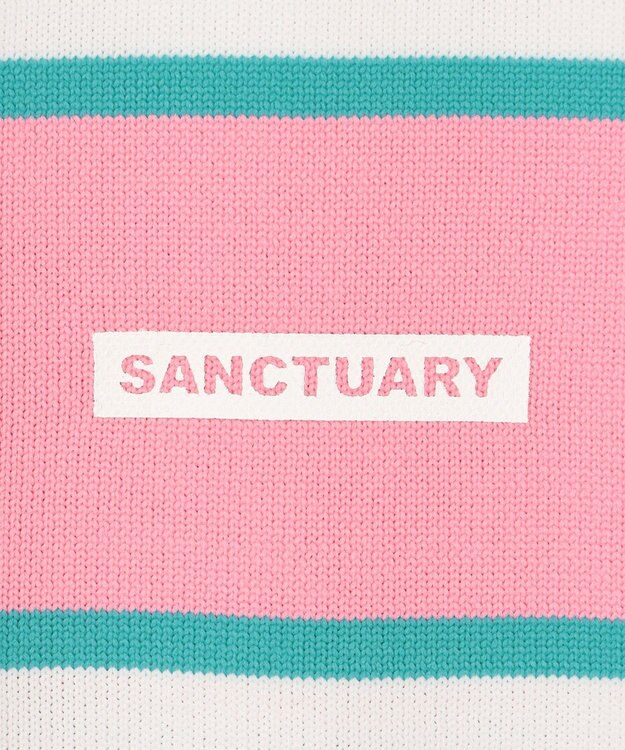 PW CIRCULUS 【WOMEN】【洗える/イージーケア】ロゴ ボーダー ニット ゴルフウェア レディース ピンク系1