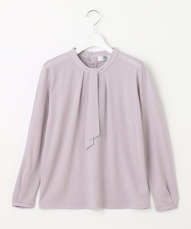 J.PRESS LADIES ウォッシャブルウールジャージー ボウタイ カットソー ふじ色系