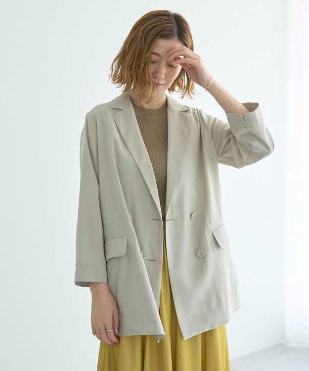 YECCA VECCA 【接触冷感】COOLシャツテーラードジャケット Gray Beige