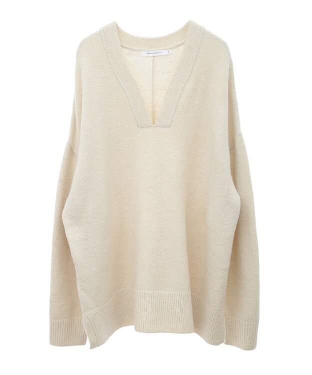 AMERICAN HOLIC カーブネックニットプルオーバー Ivory