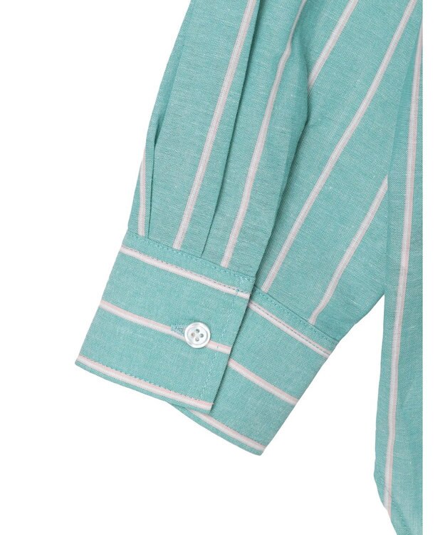 Green Parks 綿麻混オーバーサイズシャツチュニック Stripe Green
