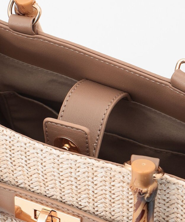 ANY SIS 【美人百花7月号掲載】2WAYバンブーライクハンドルミディ トートバッグ ナチュラル×ベージュ