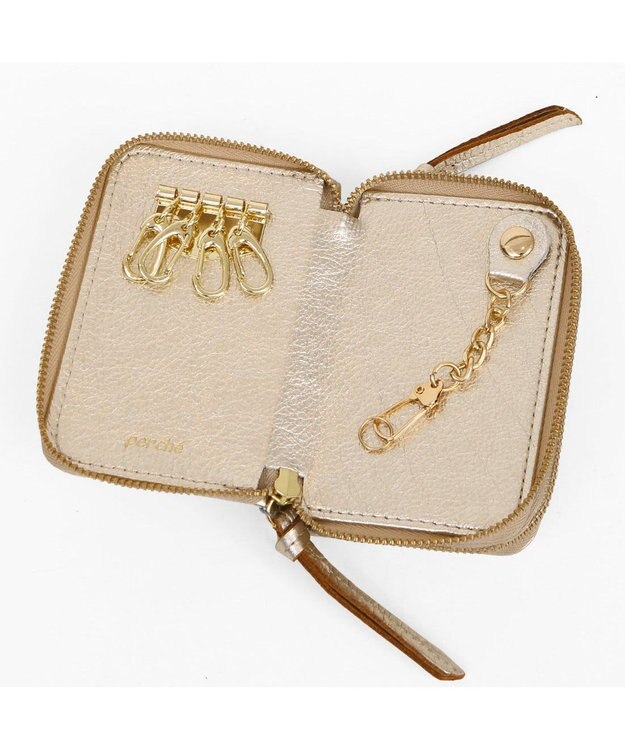 UNBILLION ペルケ perche / ドット型押し・ジャバラカードキーケース ゴールド