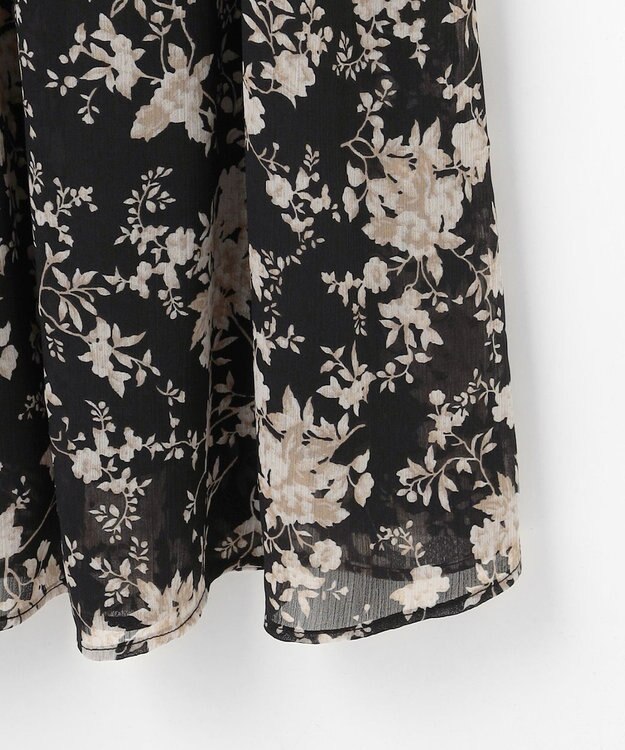 ANY SIS S 【洗える】シアーパターン ワンピース ブラック花柄