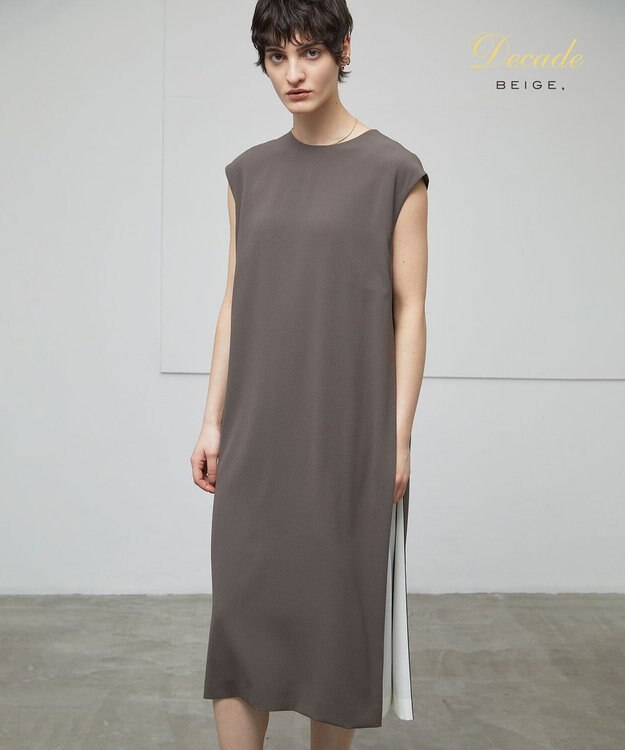 BEIGE， CINDY / サイドタックドレス Mocha×Ecru