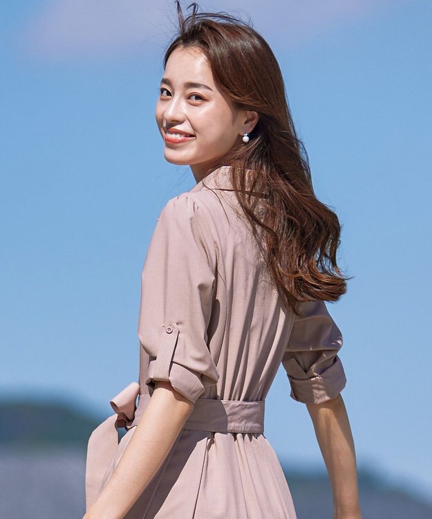 Tiaclasse 【洗える】シャツワンピース ピンク