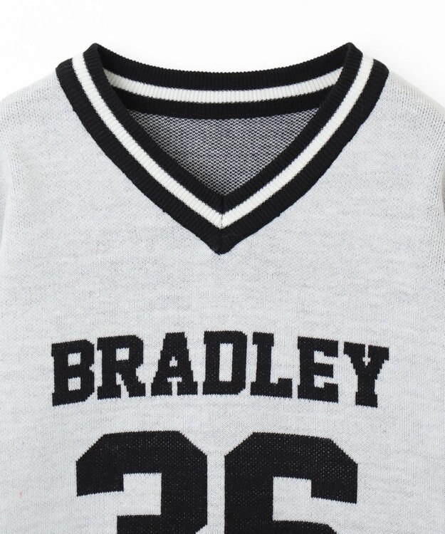 WEGO ナンバリングジャガードVネックニット ホワイト