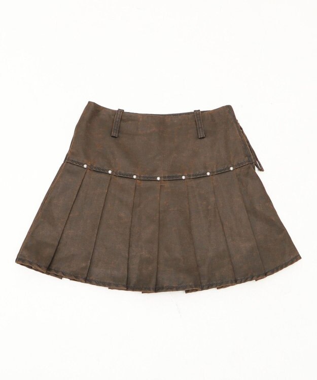 WEGO スタッズデザインプリーツスカパン ブラウン