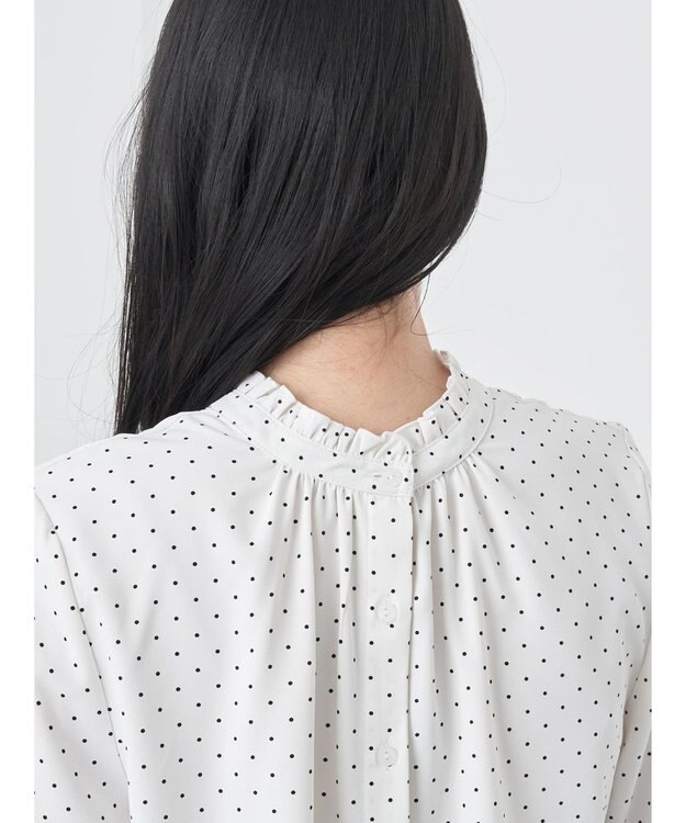 earth music&ecology ２ｗａｙフリル７分袖ブラウス Off White