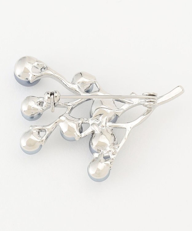 23区 コーラルパール ブローチ ネイビー系