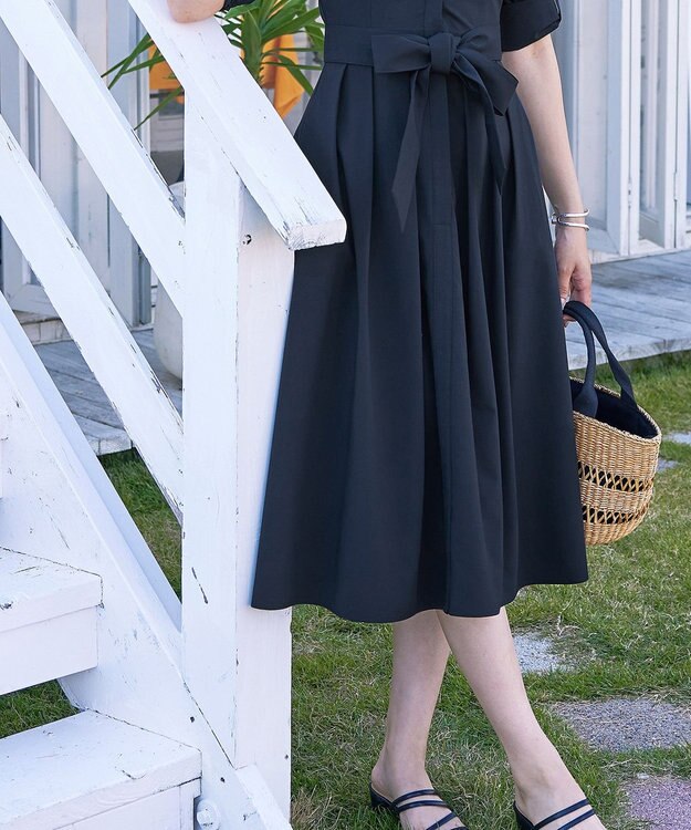 Tiaclasse 【洗える】シャツワンピース ネイビー