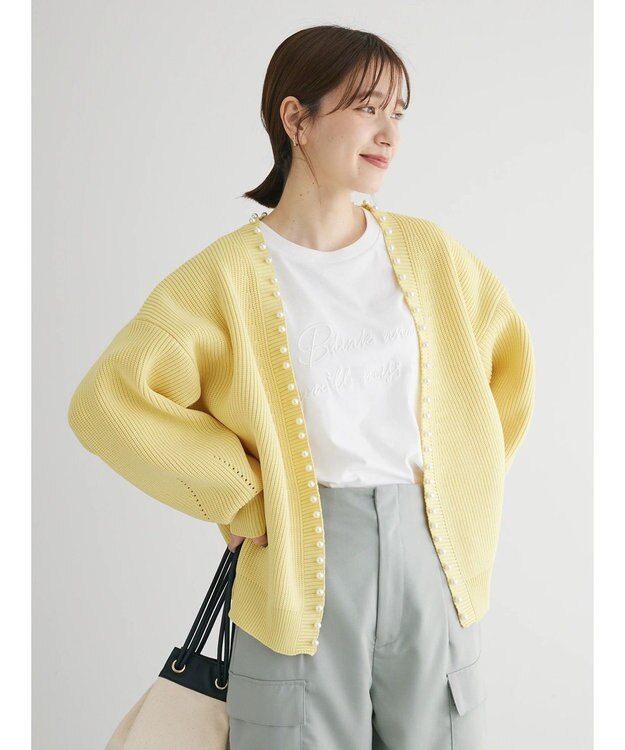Green Parks ・ＥＬＥＮＣＡＲＥ　ＤＵＥパールトッパーカーディガン Yellow